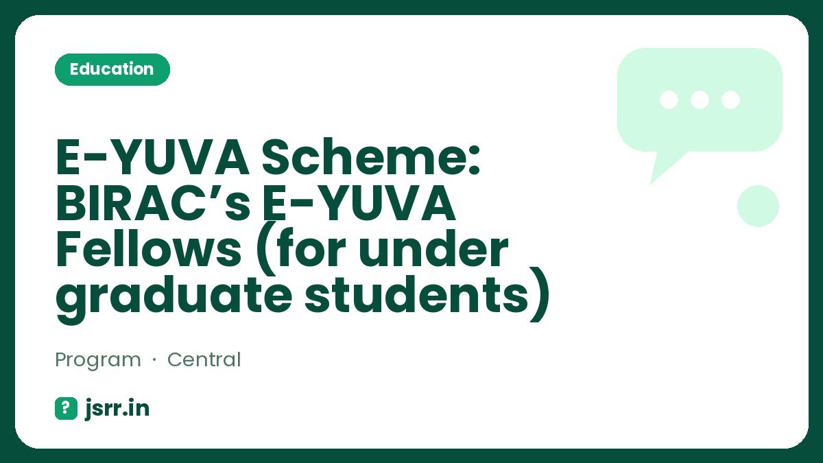 E-YUVA Scheme: BIRAC’s E-YUVA Fellows (for under graduate students)